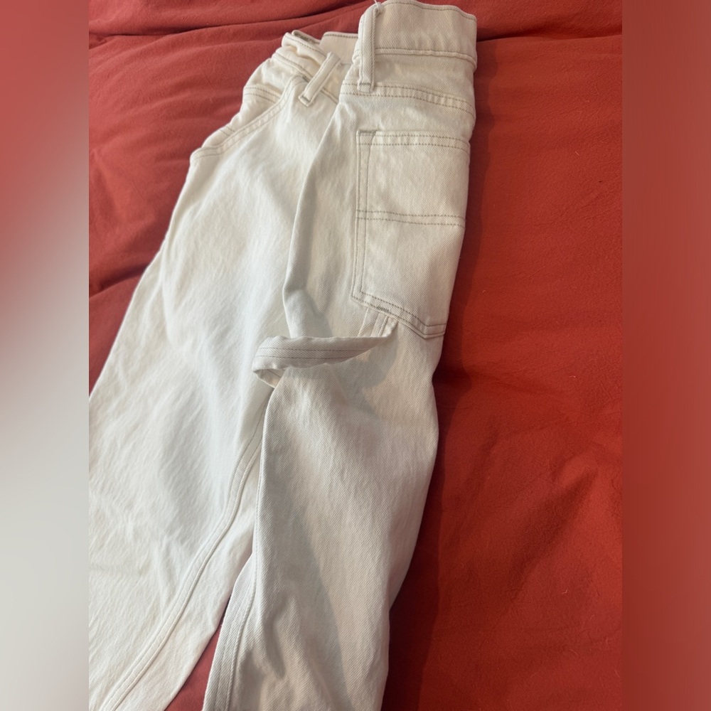 Off White Abercrombie Cargo Jeans Mid Rise Curve Love Size 2 or 26 - Picture 4 of 7
